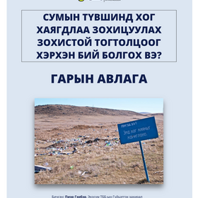 СУМЫН ТҮВШИНД ХОГ ХАЯГДЛАА ЗОХИЦУУЛАХ ЗОХИСТОЙ ТОГТОЛЦООГ ХЭРХЭН БИЙ БОЛГОХ ВЭ? - Гарын авлага
