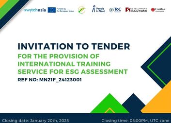 INVITATION TO TENDER FOR THE PROVISION OF THE INTERNATIONAL TRAINING DELIVERY FOR ESG ASSESSMENT 